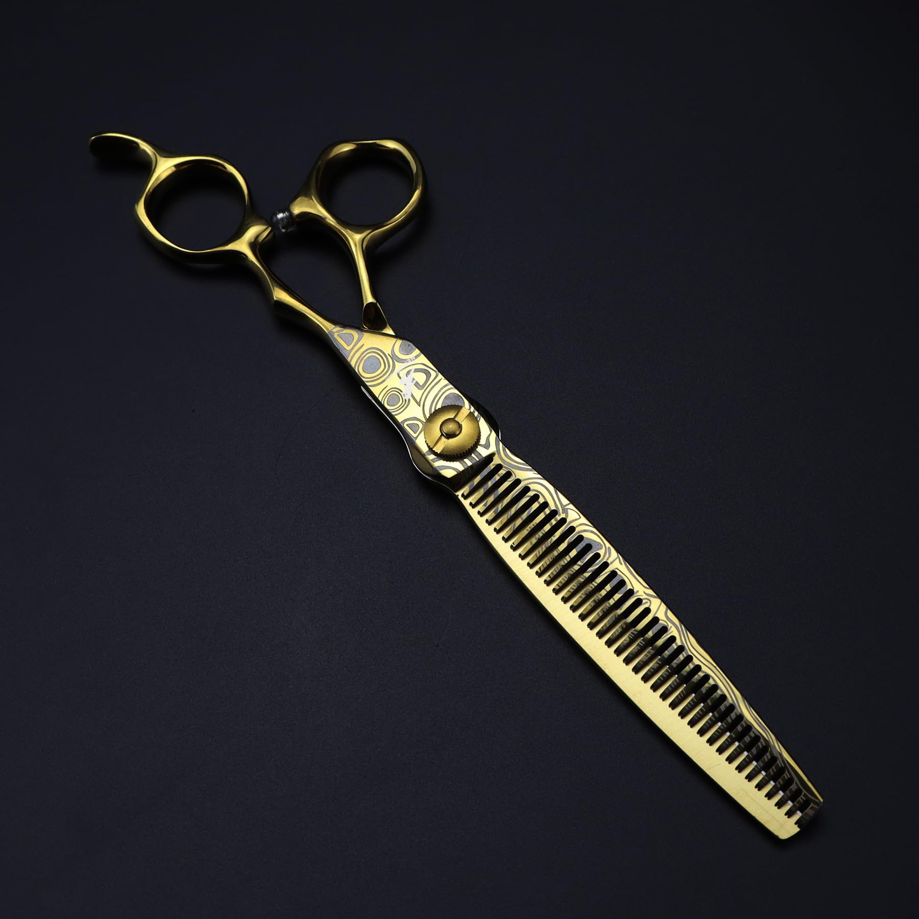 Ciseaux de coupe professionnels en acier JP440c doré de 7 pouces, motif damassé, pour coupe de cheveux, effilage, barbier, ensemble de coiffure