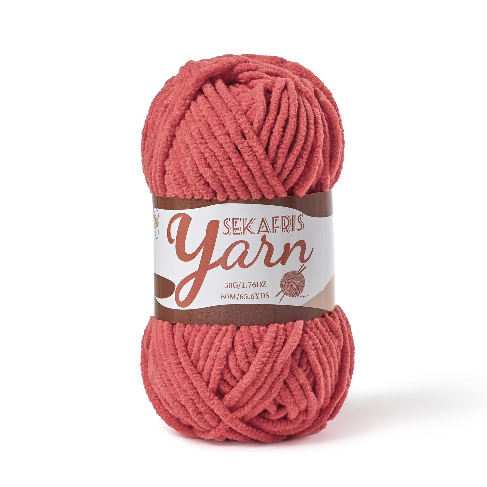 Chenille Yarn for Crocheting Plush Blanket Crochet Yarn Watermelon Red