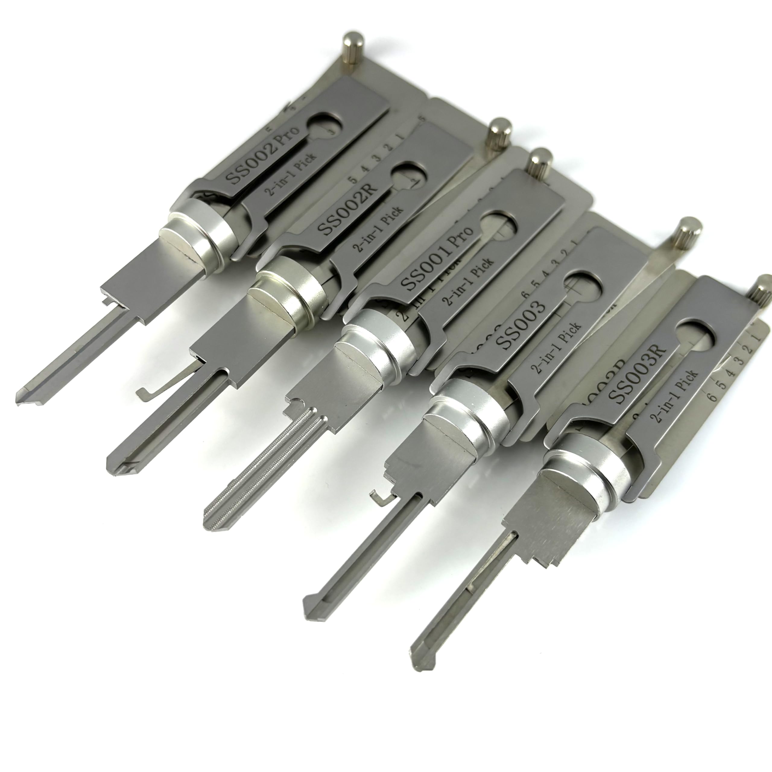Professional 2-in-1 Lock Pick Set, 5-Piece SS001 SS002 SS002R SS003 SS003R Pick and Decoder,Civil Lock Opener Kit for Locksmith,Enthusiast