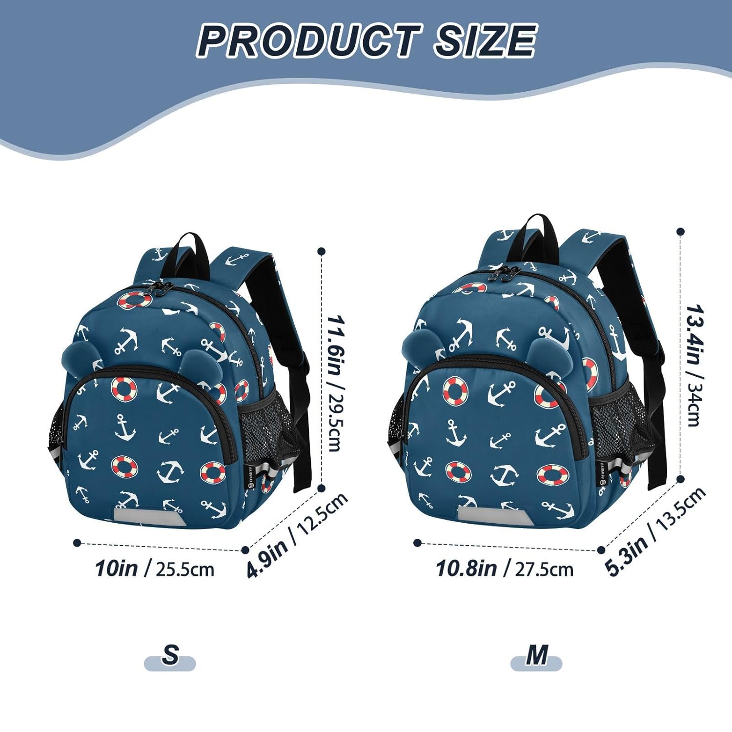 Motif Navy Toddler Harness Backpack for Boys Girls 3-6 Years Kids Backpack with Anti Lost Safety Leash Child Leash Backpack for Preschool Travel Walking