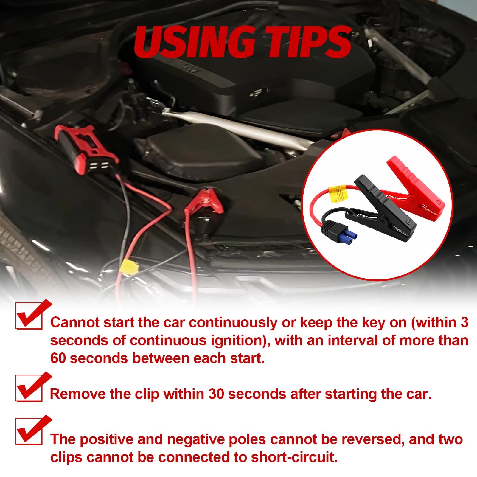 Cable de Arranque de Emergencia Automotriz Portátil, Pinza de Cocodrilo de Repuesto para Arrancador de Batería de Coche 12V, Cables de Abrazadera de Refuerzo Inteligente de Alta Durabilidad