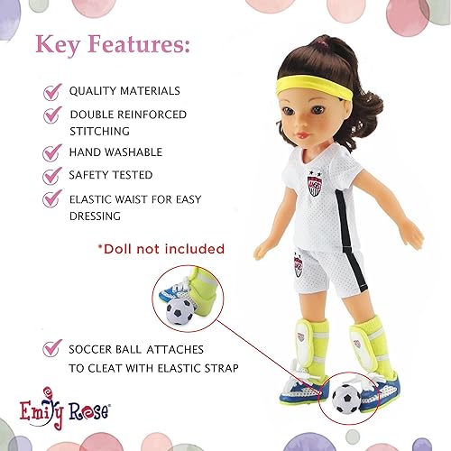 Miniatura 4 de Emily Rose Ropa de muñeca de 14 pulgadas  Uniforme deportivo de fútbol de muñeca de 14 pulgadas de EE. UU., incluye zapatos y accesorios, caja de