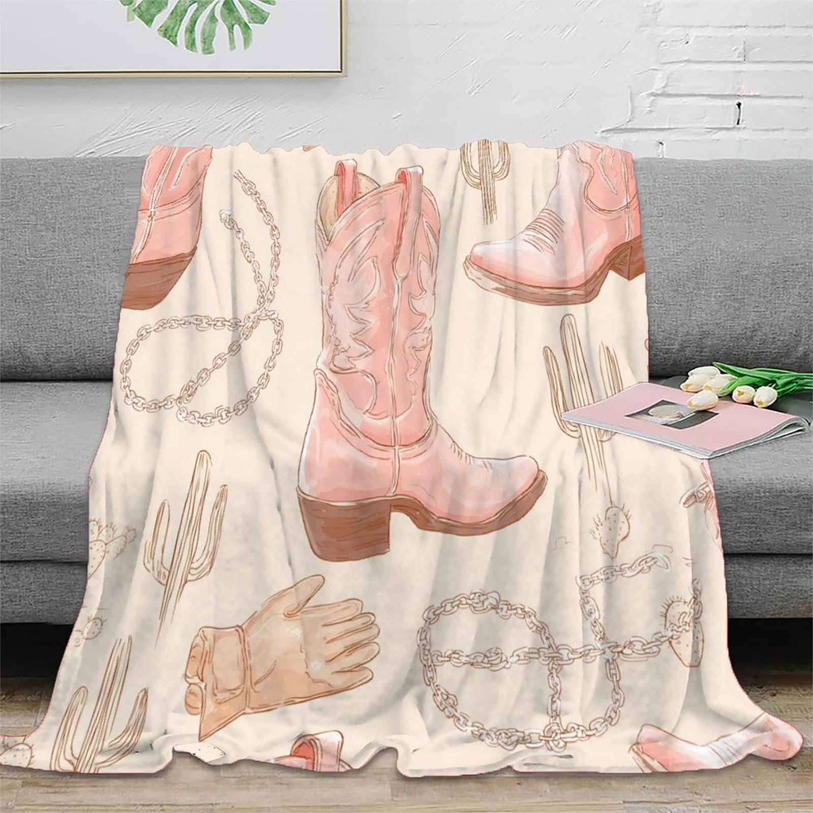Couverture cowboy rétro en microfibre pour des soirées cocooning en famille