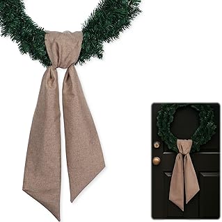 NUVCELKA Rustic Beige Blank Sash Ribbon for Wreath Decoration, 55" Lmitation Linen Bow Embroidery Monogram Wedding Party Door Farmhouse Christmas Vintage Craft