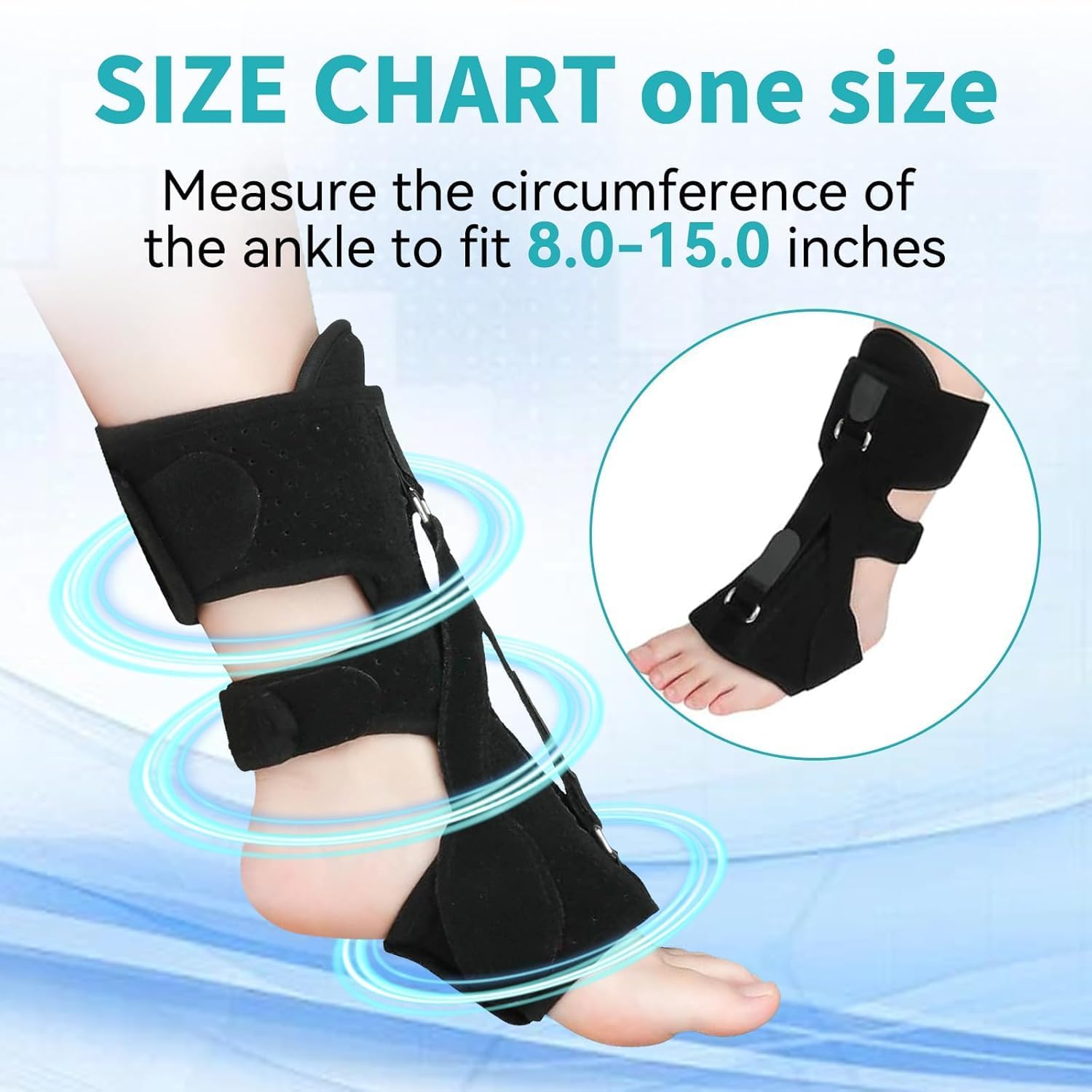 plantar fasciitis night splint - upgrade therapeutic support brace for plantar fasciitis, foot drop & achilles tendonitis, fits men & women(1pc,black)