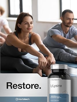 Horbaach L-Lysine Supplement 2000mg | 240 Caplets | Free Form L-Lysine Hydrochloride | Vegetarian, Non-GMO, Gluten Free