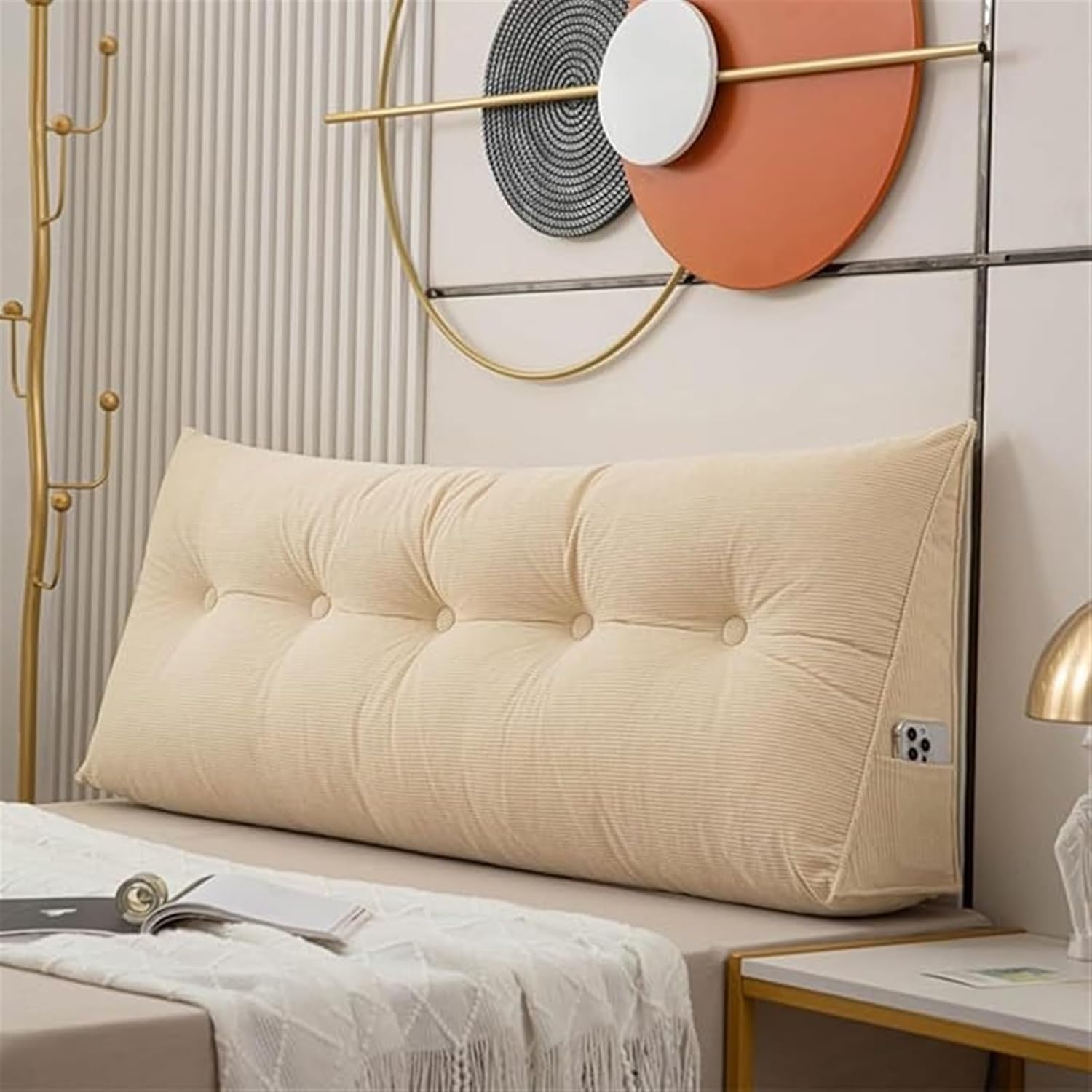 Back Cushion for Bed Bed Support Wedge Pillow for Sitting Up in Bed Reading Pillows for Bed Back Rest Cushion Reading Cushion Headboard Pillow (Color : Khaki, Size : 60 * 40)