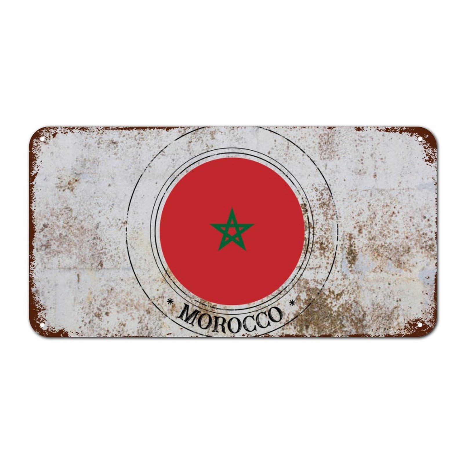 Yelolyio Morocco Flag Sign, Patriotic Country Metal Wall Art Decor, Morocco Metal Sign Tin Signs For Home, Bedroom, Gate Outdoor Wall Decor, 12 X 6 Inch