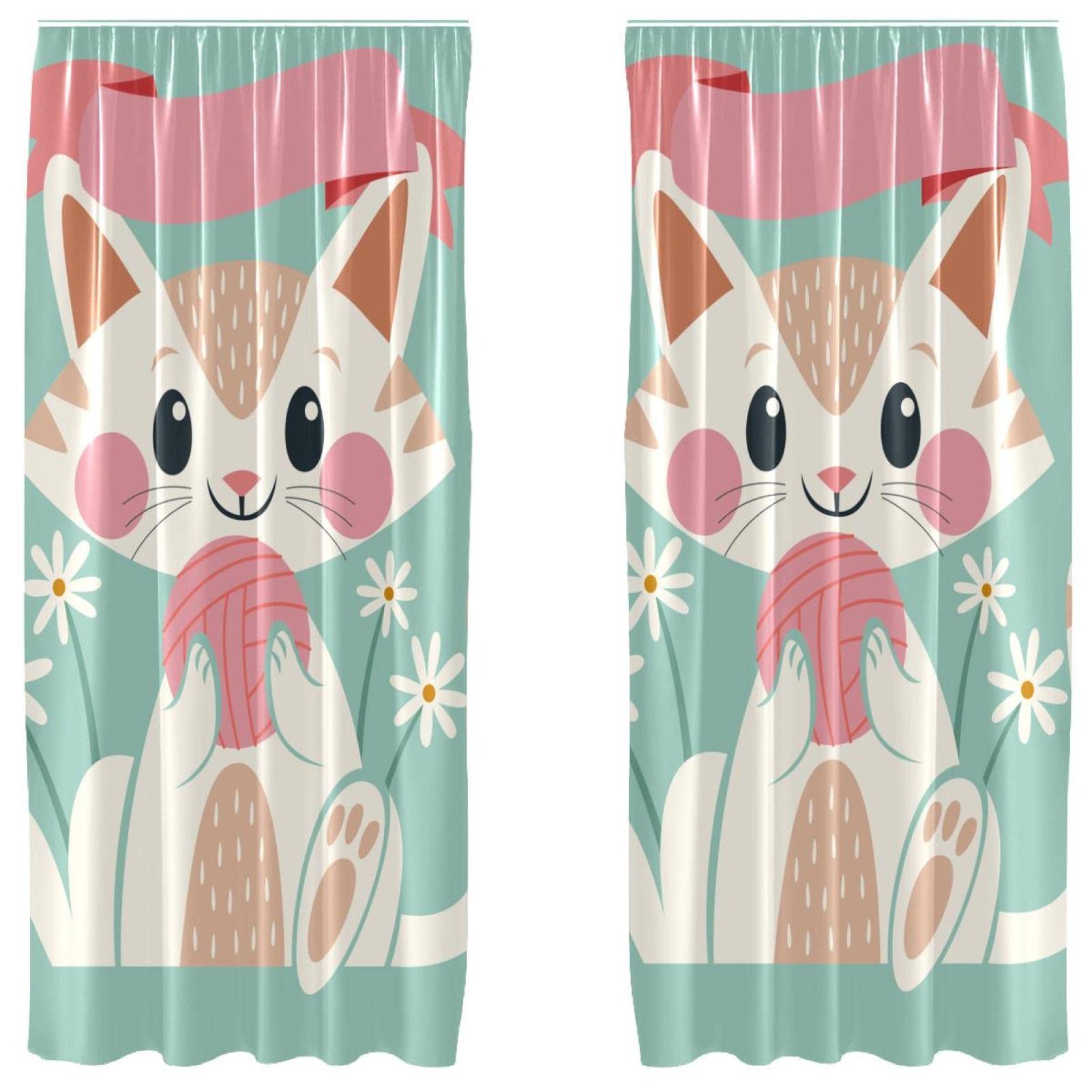 Cortinas opacas de microfibra para el cuarto infantil: 2 paneles de gato de 55x84 pulgadas