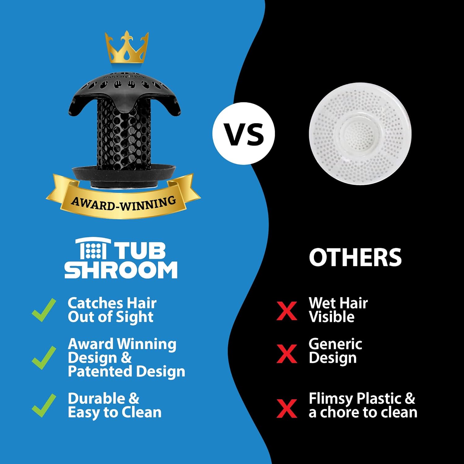 TubShroom Ultra Stainless Steel Drain Protector, Hair Catcher Strainer for Bathroom Tub and Shower, Matte Black, 1-Pack - Image 5