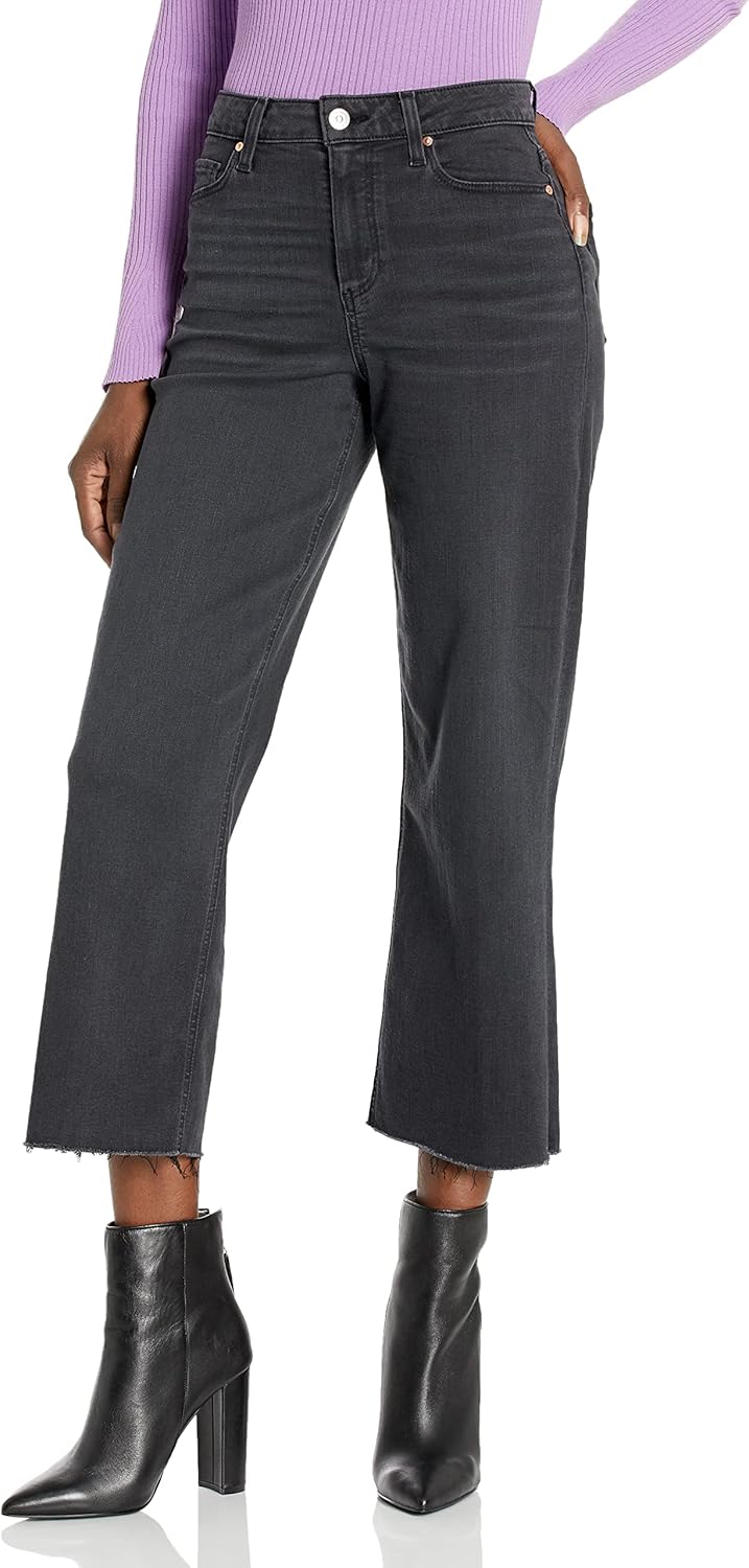 PAIGE Women's Nellie Wide Leg Cropped High Rise in Black Willow