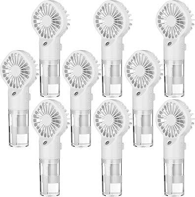 9 Pack Misting Fans Portable Rechargeable Handheld Spray Fans with 25ml Water Tank 4-speed Personal Cooling Fan, USB-c Mini Handheld Fan for Travel Outdoor Sport Office Home Summer Gifts