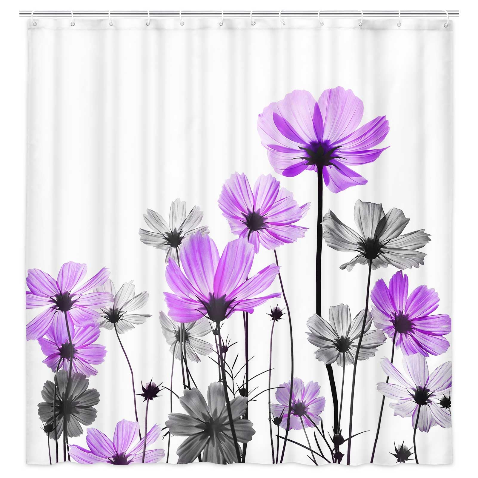 Duschvorhang Mit Lila Blumen & Schmetterlingen – Wasserdicht, Vintage Design Fürs Badezimmer (versch. Größen)