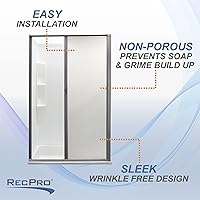 Vista 3 de RecPro Reemplazo de puerta de ducha retráctil para caravana, malla tejida con vinilo (platino, 36 x 57 pulgadas)