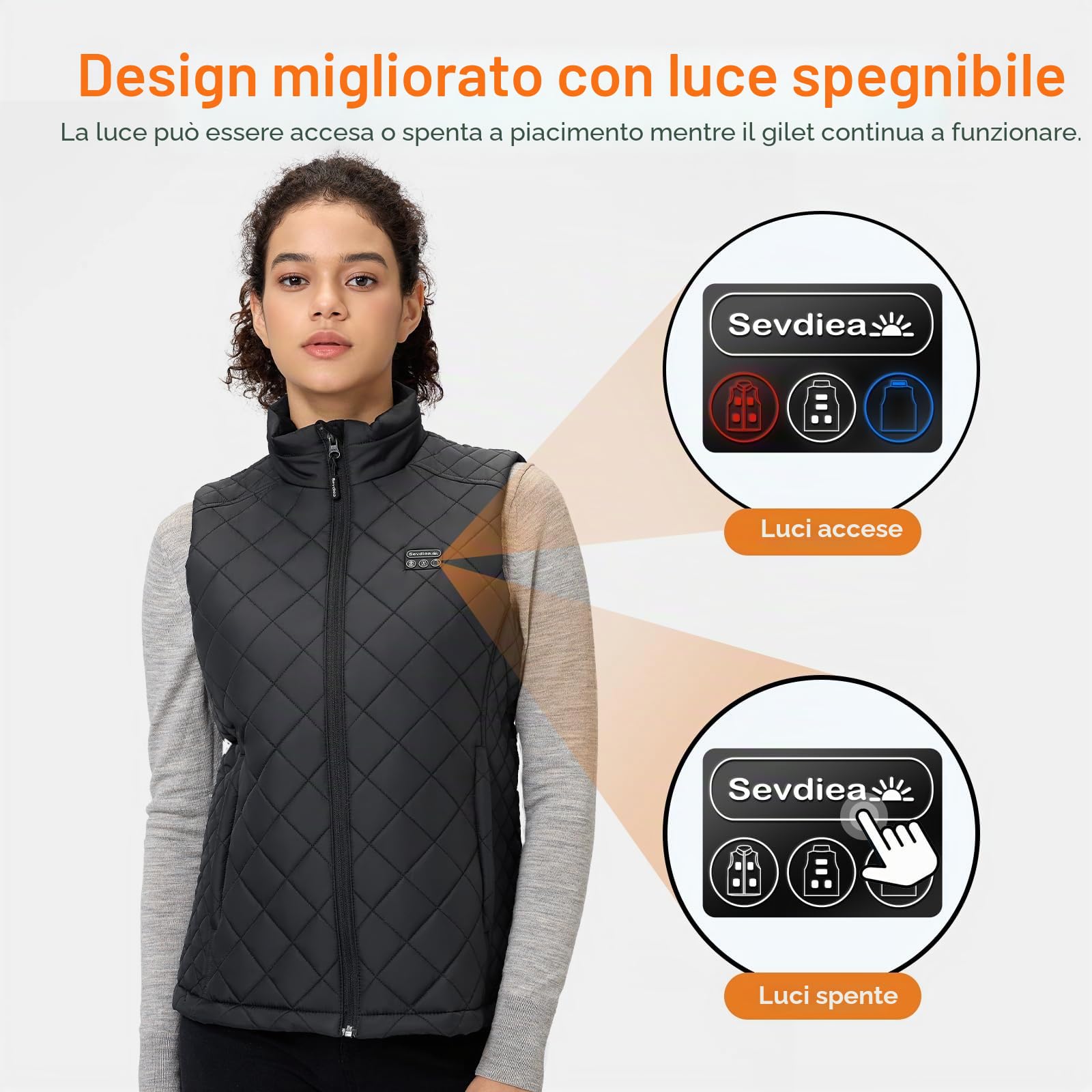 Gilet Riscaldato Donna con Batteria Inclusa 16000 mAh 7.4V, Leggero e Trapuntato, Gilet Donna Riscaldato per Sci, Motociclismo, Attività All'apert-S