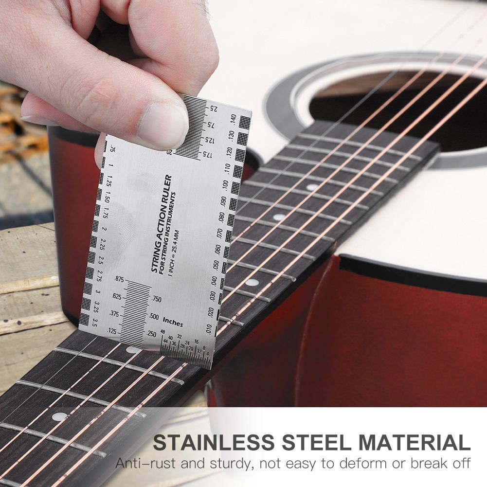 Jauge Action Corde Règle Double Face Guitare Outil De Mesure de manche pour guitare basse électrique
