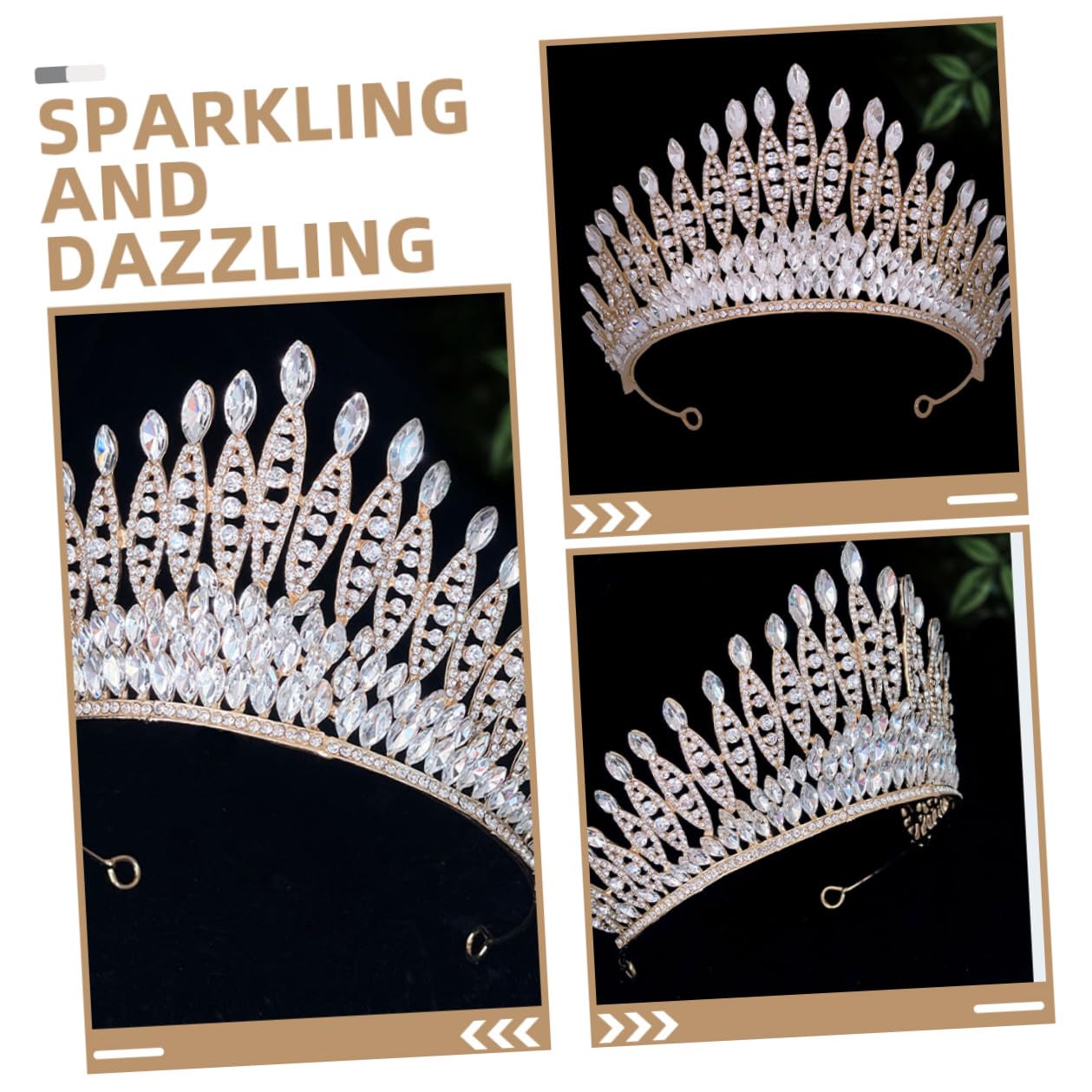 POPETPOP Corona Fascia per Capelli Sposa Tiara da Sposa in Metallo Leggero Accessorio per Capelli Unico per Matrimonio Compleanno e Feste Donna