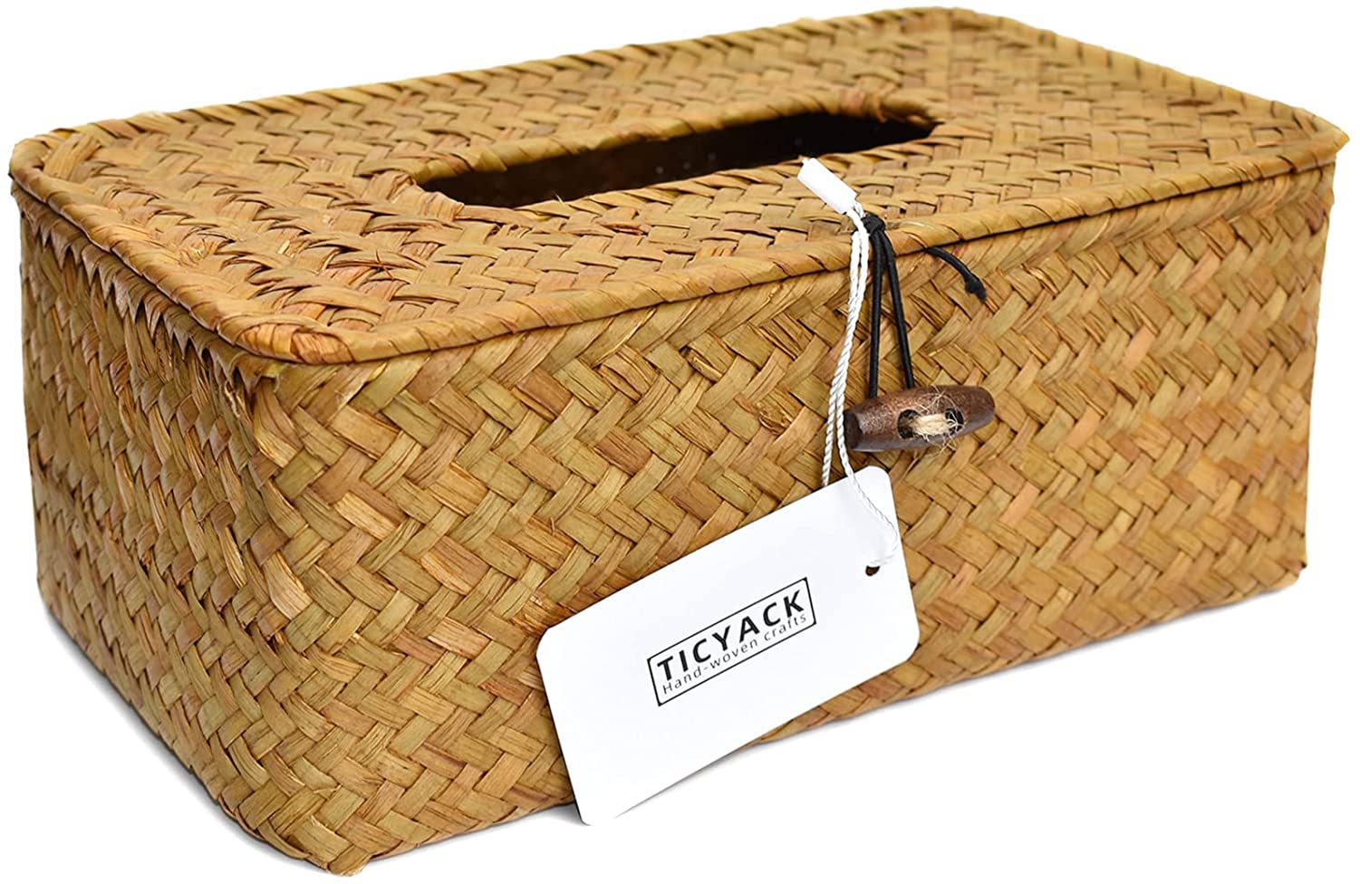 Rectangular Woven Tissue Box Holder, Decorative Napkin Holder Pumping Paper Case Dispenser, Facial Box for Home Office Car Automotive Decoration