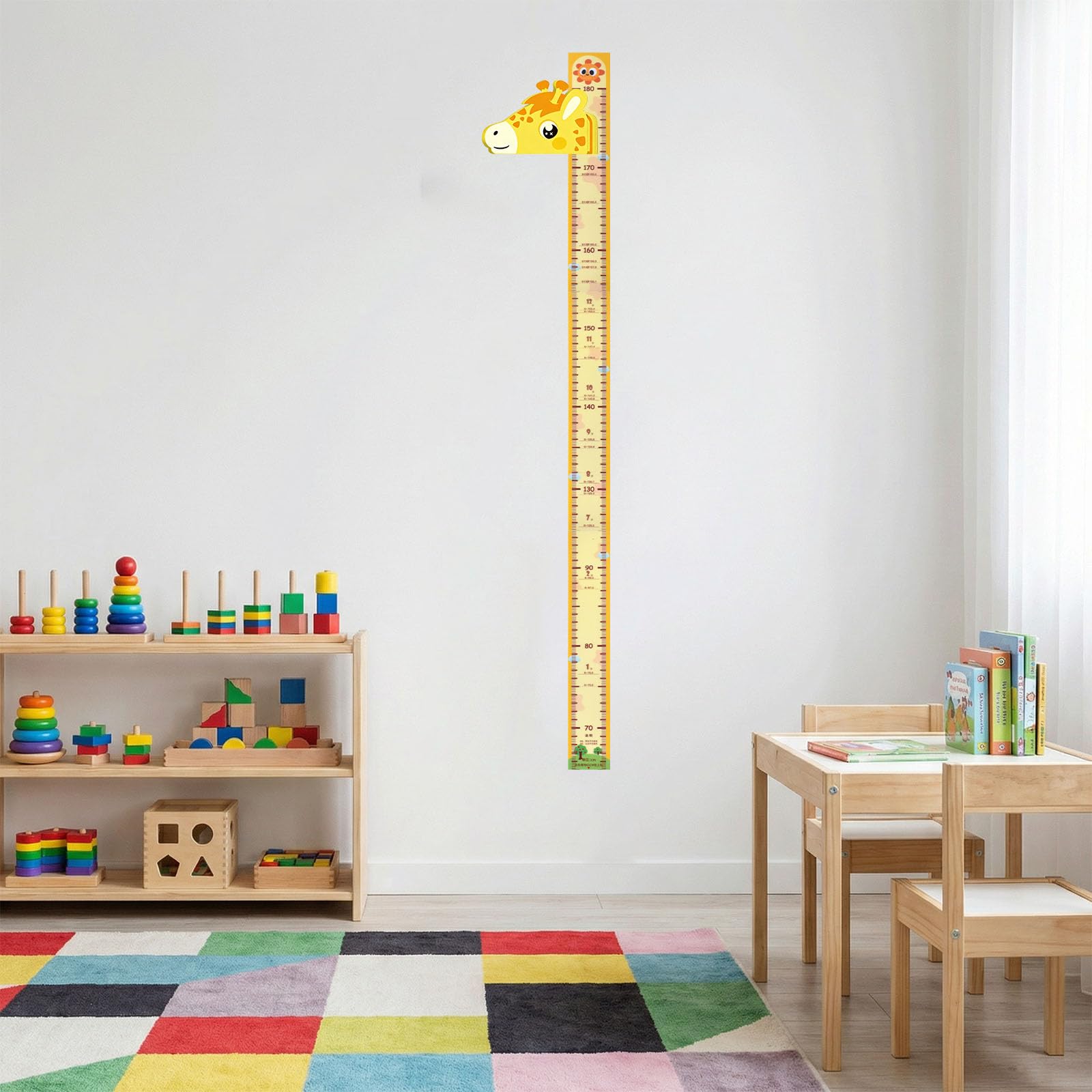 Metro da Parete 3D Giraffa per Bambini, Sticker Parete Magnetico Crescita Rimovibile 65-180 cm