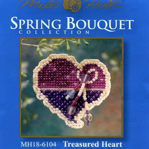 Miniatura 2 de Treasured - Kit de adorno de punto de cruz con cuentas de corazón Mill Hill 2006 ramo de primavera MH18-6104