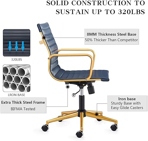 Miniatura 25 de Silla de oficina giratoria con reposabrazos y ruedas, cómodo asiento ajustable para juegos para adultos, silla de trabajo resistente para oficina en