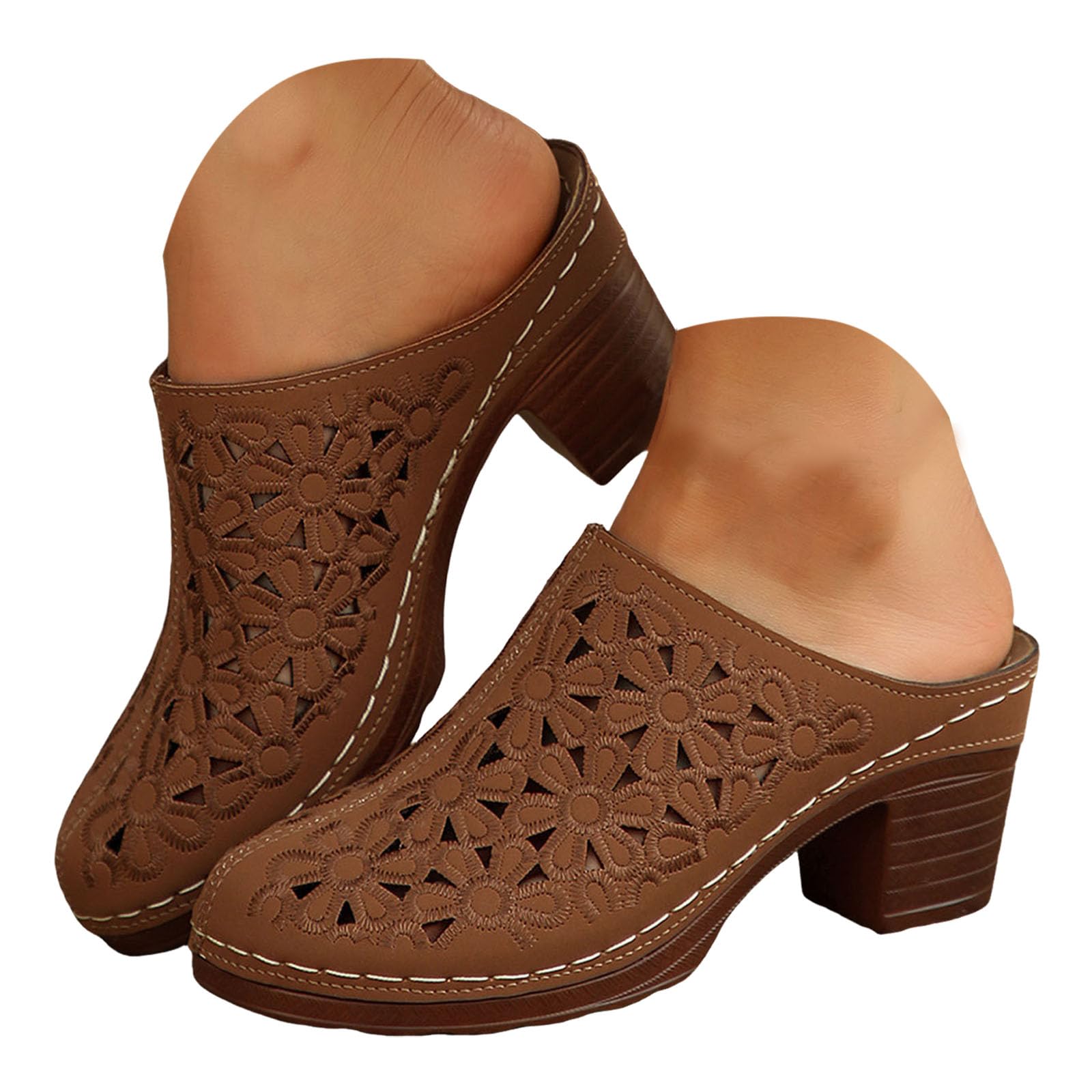 Womens Wedge Sandals 2026 Summer Fashion Closed Toe Comfortable Sandals Womens Breathable Slip On Beach Boho Block Heel Slippers — view 8