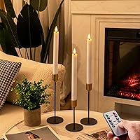 Vista 3 de Homemory 6 Pcs Wax Flameless Taper Candles with Remote Timer and Dimmer, White Candle Sticks Battery Operated, LED Window Candles with Flickering