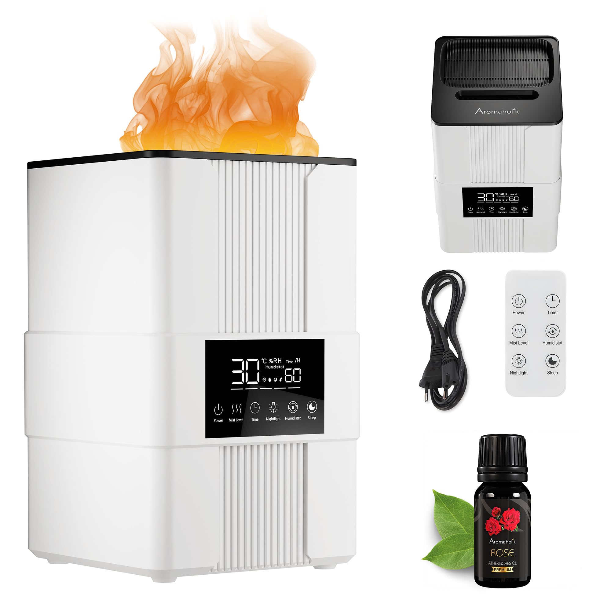 Premium dyfuzor do olejków eterycznych, dyfuzor zapachowy – nawilżacz powietrza, ultradźwiękowy, do aromaterapii, do sypialni, biura, wolny od BPA, 300 ml, biały, Varma.