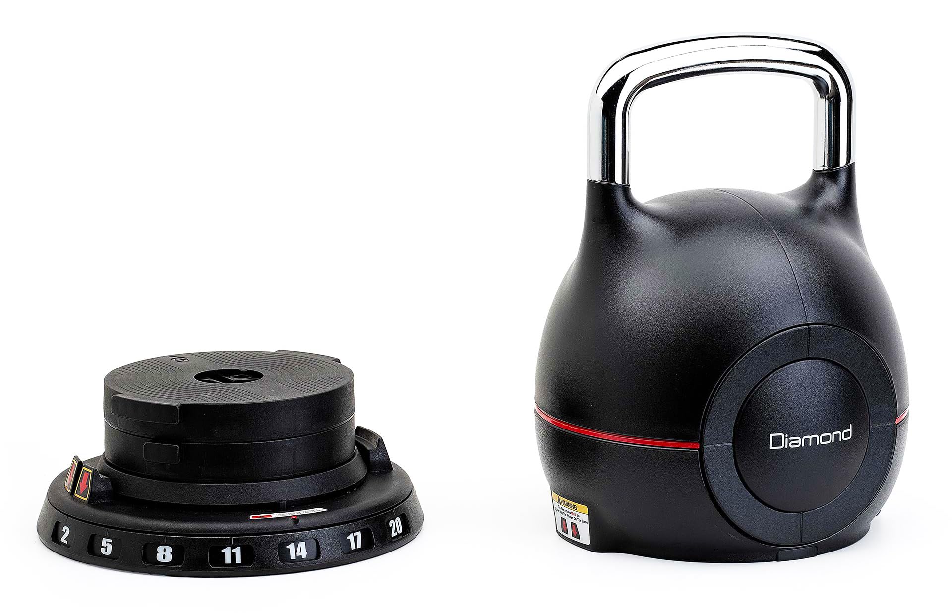 DIAMOND【Kettlebell a Carico Variabile 2-20 Kg】Regolabile in 7 Livelli | Manico in Acciaio con Impugnatura Ergonomica | Selettore di Peso Rapido | Allenamento Funzionale & Home Gym, Risparmia Spazio