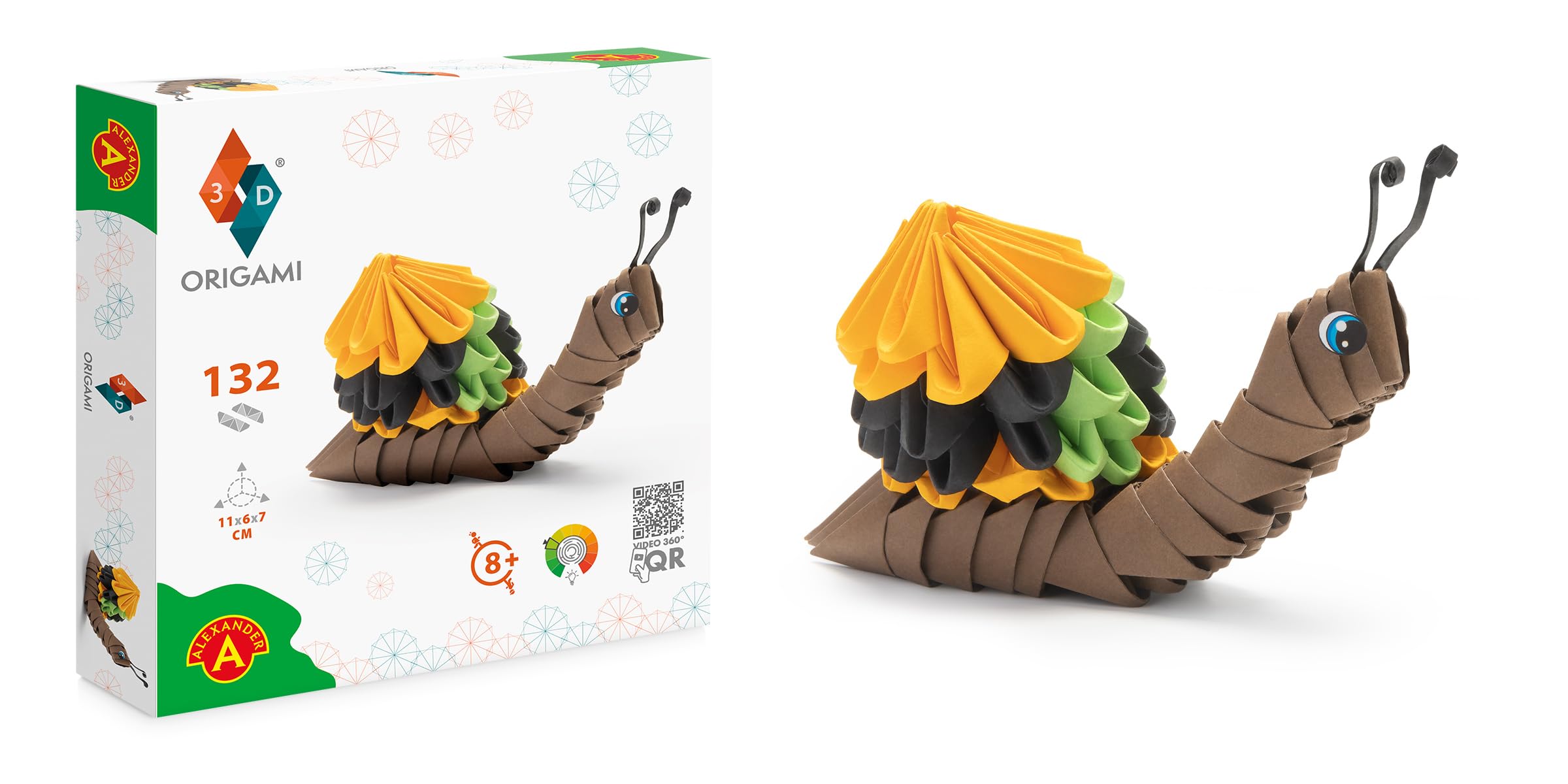 Origami 3D - Beautiful 3D Paper Sculpture with Patented Components and understandable Building Instructions, from 8 Years (Snail)