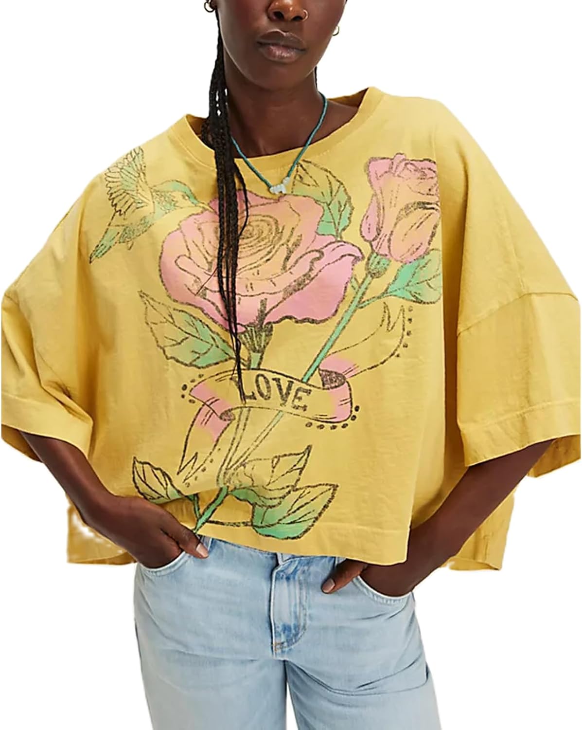 Oversized Graphic Tees for Women Cute Floral Aesthetic Baggy T-Shirts Summer Vintage Coconut Teen Girl Clothes