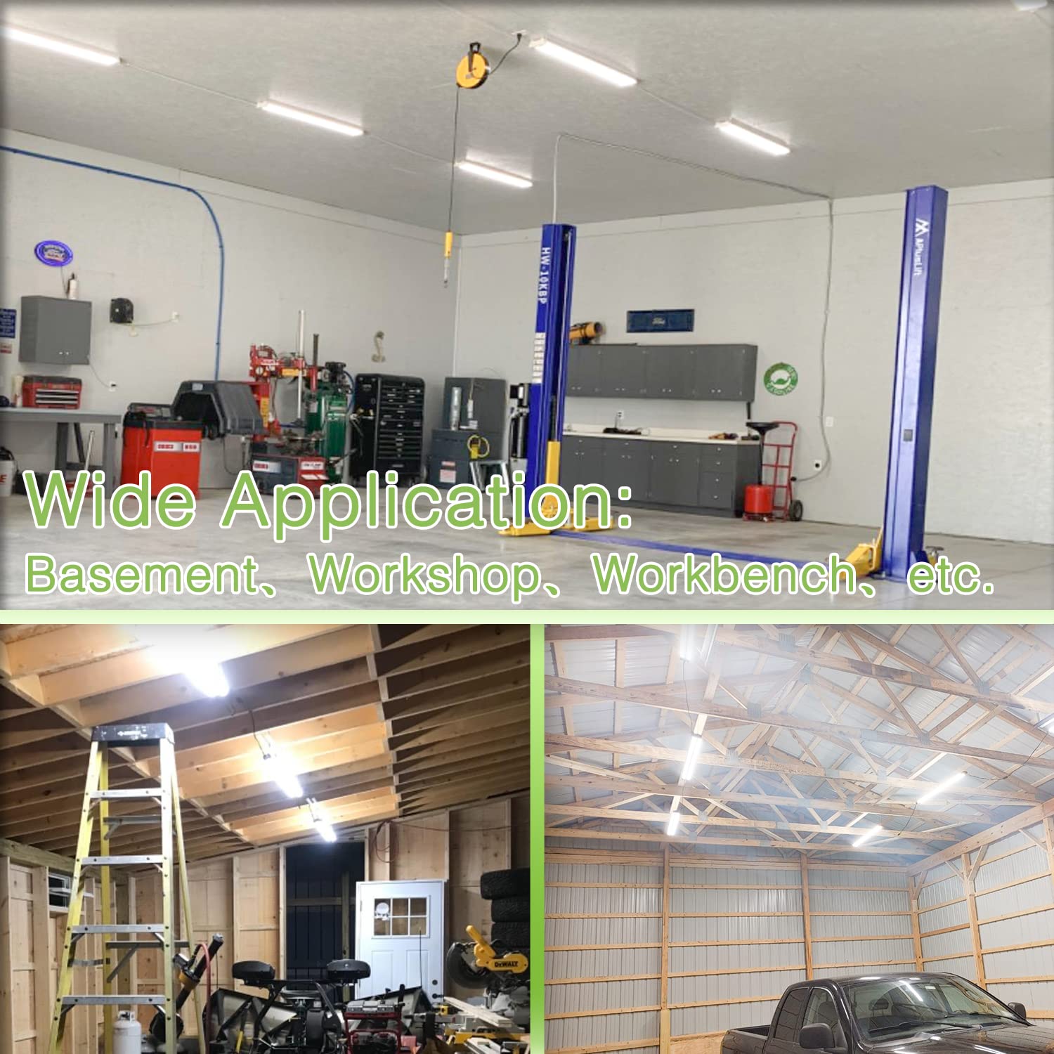 4FT 40W LED Shop Light Linkable 5600lm 250w Equivalent 5000K Utility Shop Lights for Garages Workshops Basements Hanging — view 3