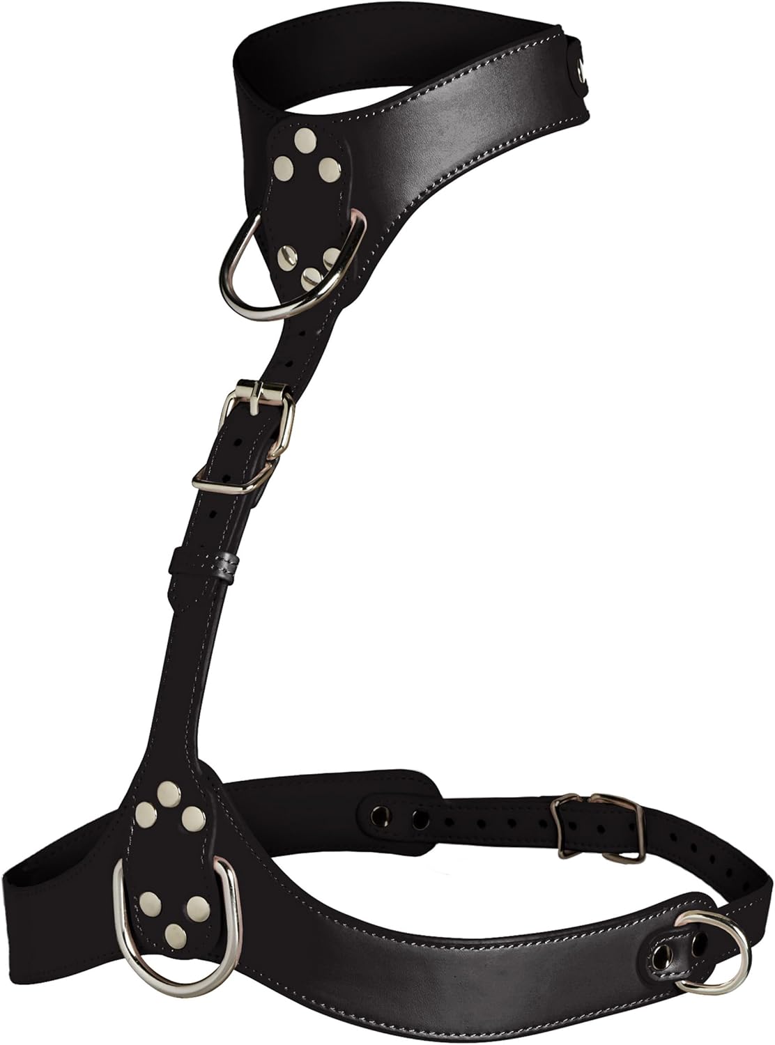 MASTER SERIES Female Chest Harness. Durable Vegan Leather and Adjustable. Large D-Rings and Built-in Collar. 1 Piece, Red.