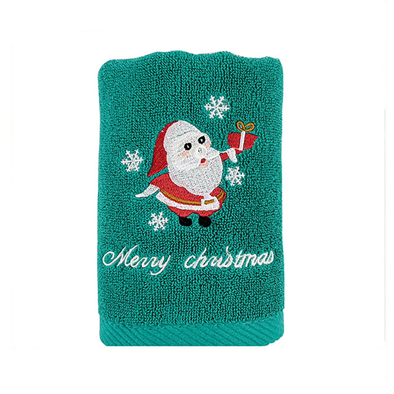 Christmas Green Face Towels for Bathroom 100 Cotton Extra Absorbent washcloth Fast Drying Salon Towel- 13 x 29