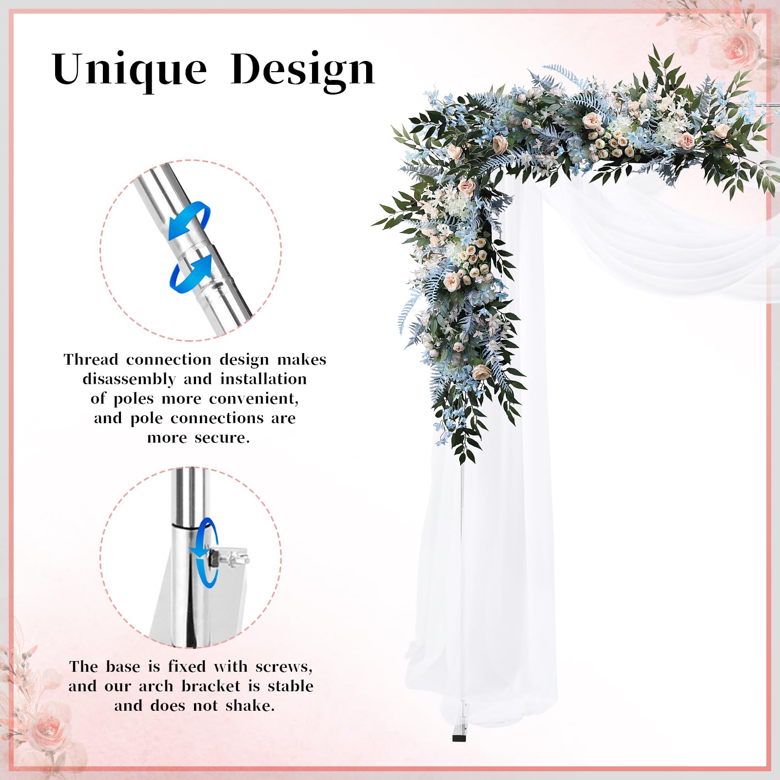 SAN LIKE Kit para arco de globos, arco para boda, de metal, Arco de Boda Estructura de soporte para globos, para decoraciones de bodas