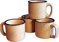 Vista 5 de Taza de cerámica para fogata, 15 onzas, juego de 4 (naranja quemado)