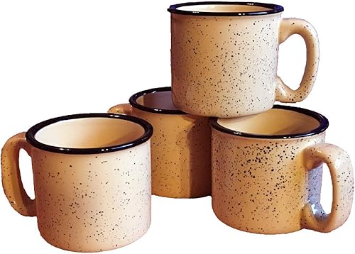 Miniatura 5 de Taza de cerámica para fogata, 15 onzas, juego de 4 (naranja quemado)