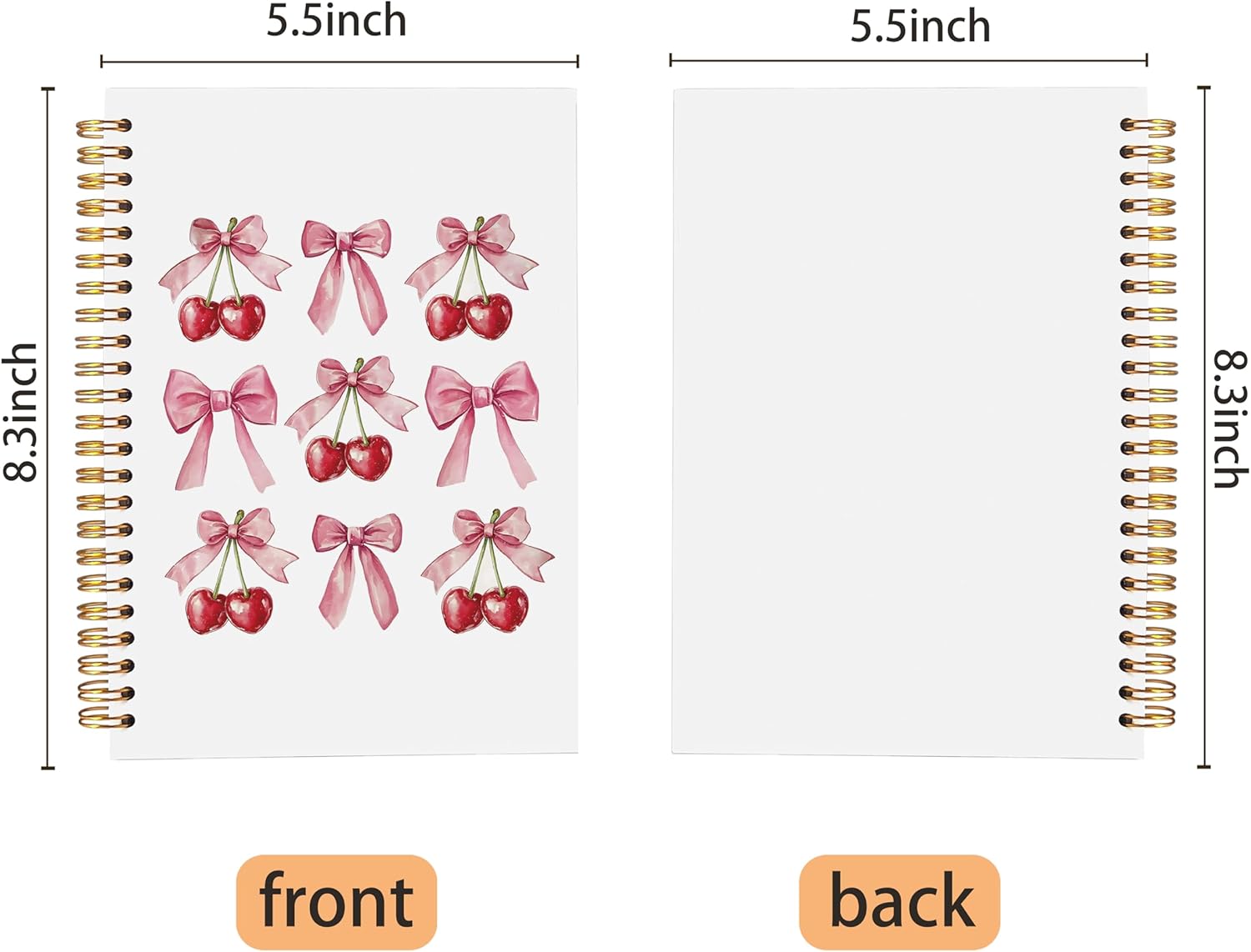 Coquette Pink Bow Cherry Spiral Notebook 5.5x8.3, Preppy Cherry Journaling Notebooks, Coquette Office Supplies, Aesthetic Girly Notebooks for Note Taking, Preppy Pink Journals for Writing - Image 7