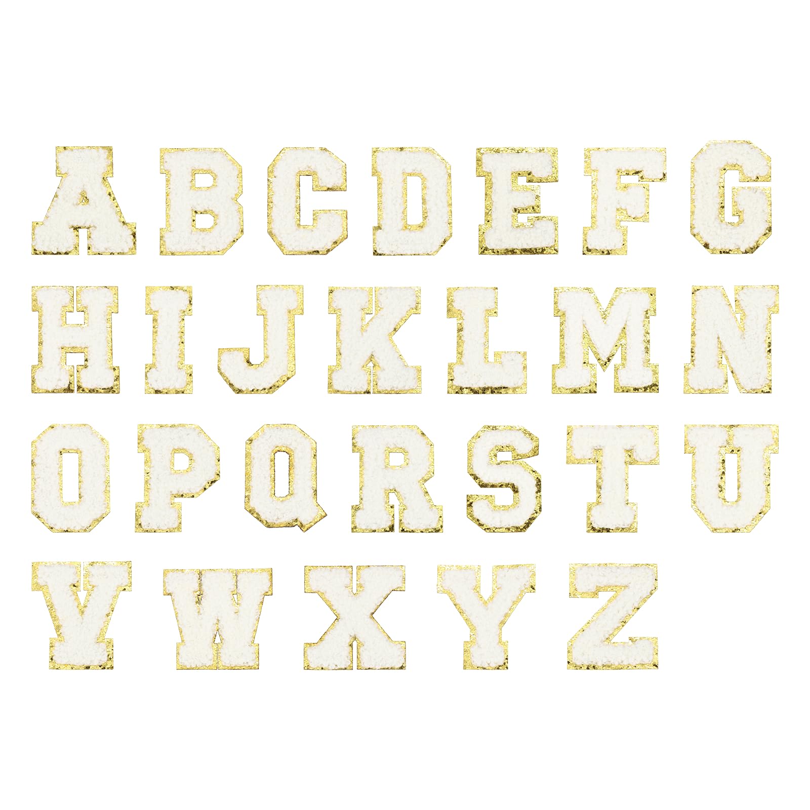 Lettres à repasser brodées blanches pour écriture textile relief