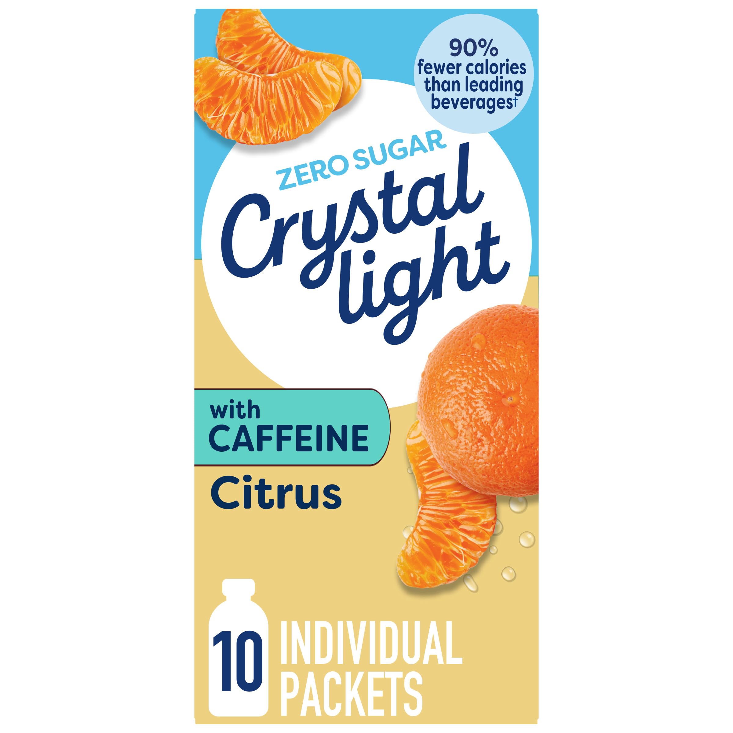 Crystal Light Citrus Naturally Flavored Powdered Drink Mix with Caffeine, 10 ct On-the-Go-Packets