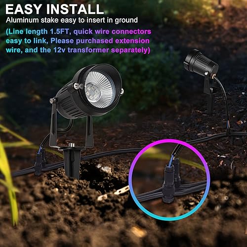 Miniatura 7 de EAGLOD Iluminación LED RGBW de 10 W, de bajo voltaje, cambio de color, luces de paisaje al aire libre, 12V ~ 24 V, impermeable, multicolor, luz