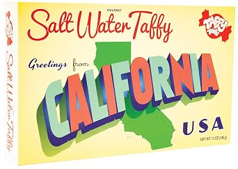 Taffy Town Saltwater Taffy - California Gift Box | Gourmet| Nougat-Style Candy| Soft & Delicious| Snack Treats| Party Good Candies|12 Oz