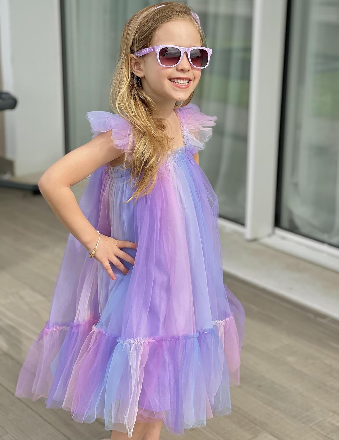 Arshiner Toddler Tulle Dress for Girls Layered Tutu Ruffle Dresses Swing Twirly Fairy Summer Birthday Party Wedding Sundress