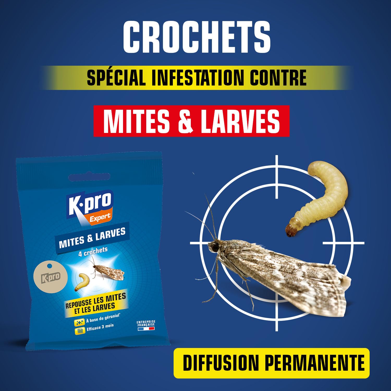 Crochets Antimites Vestimentaires K.PRO 4 Crochets Protection 3 Mois