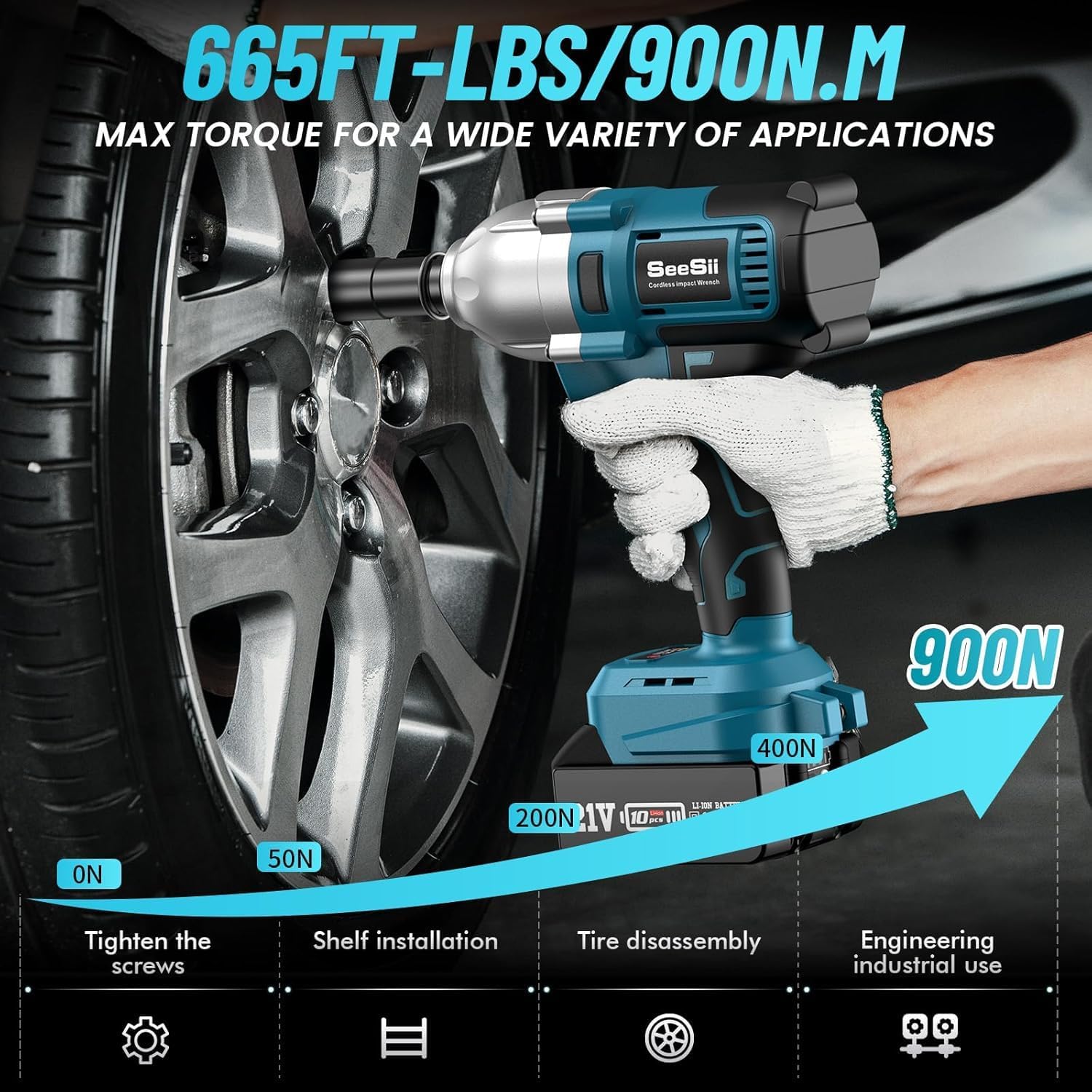Seesii Cordless Impact Wrench in use