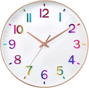 HZDHCLH Wall Clock 12 Inch Silent Non Ticking Clock for Living Room Bedroom Kitchen Office Gradient rose gold