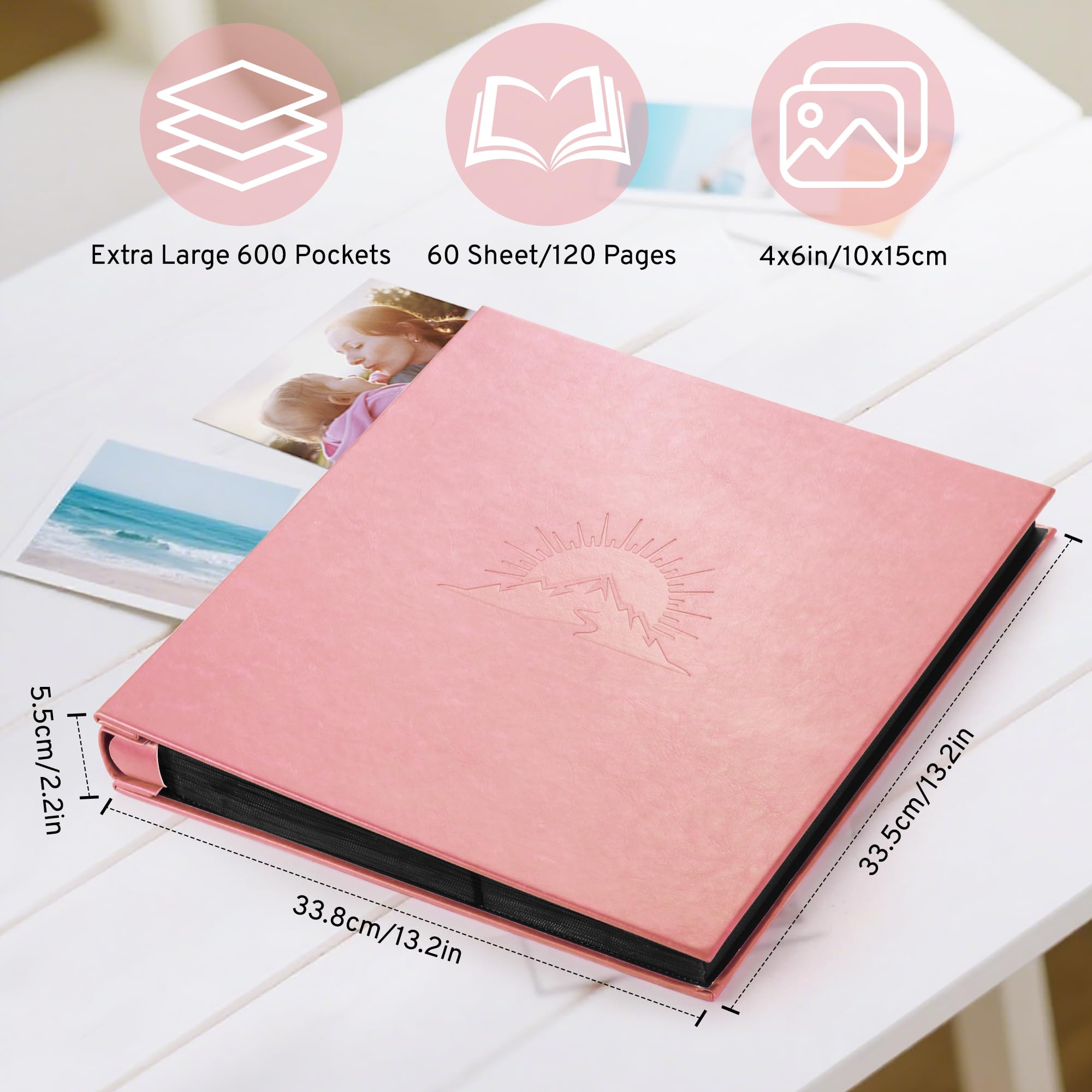 DazSpirit Photo Album 6x4 600 Pockets, Leather Cover with Elegant Embossed Pattern - Image 3