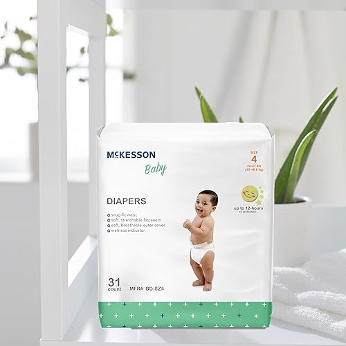 Miniatura 9 de McKesson Pañales para bebé, talla 4 (22 libras a 37 libras), 31 unidades, 1 paquete
