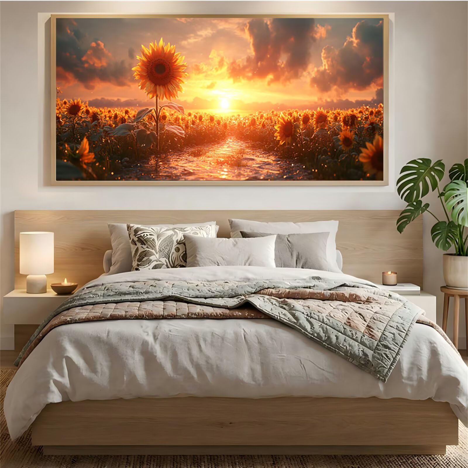 Malarstwo diamentowe dla dorosłych, duży rozmiar XXL, 60 x 120 cm, 5D, słonecznik, zestaw do malowania diamentami dla dorosłych, "zrób to sam", haft, malowanie, pełne wiertło do dekoracji ściany, Mq