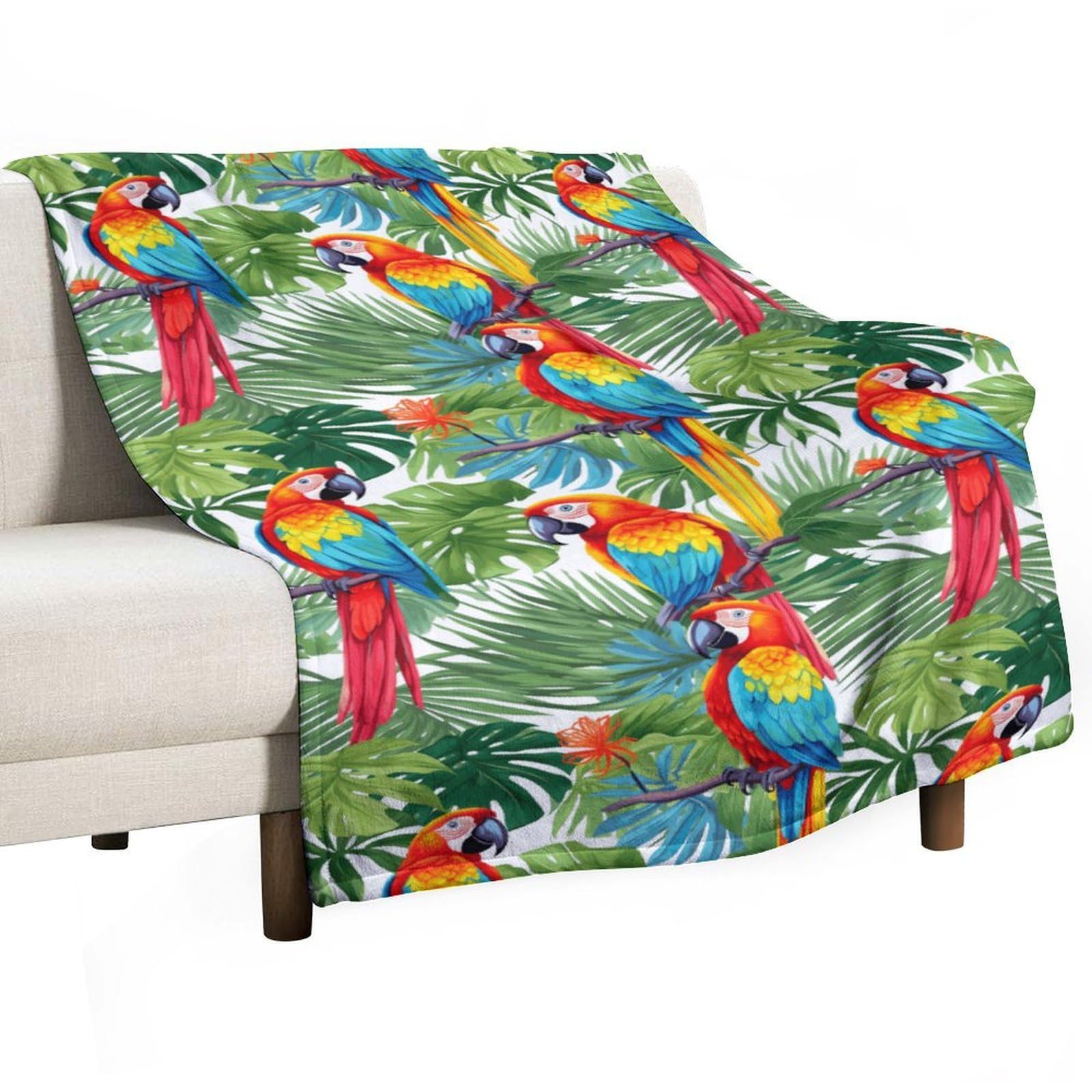 Cgsbngha Style Tropical Birds Parrots Flannel Fleece Blanket Lightweight Soft Throw Blankets For Sofa Couch Bed Chair